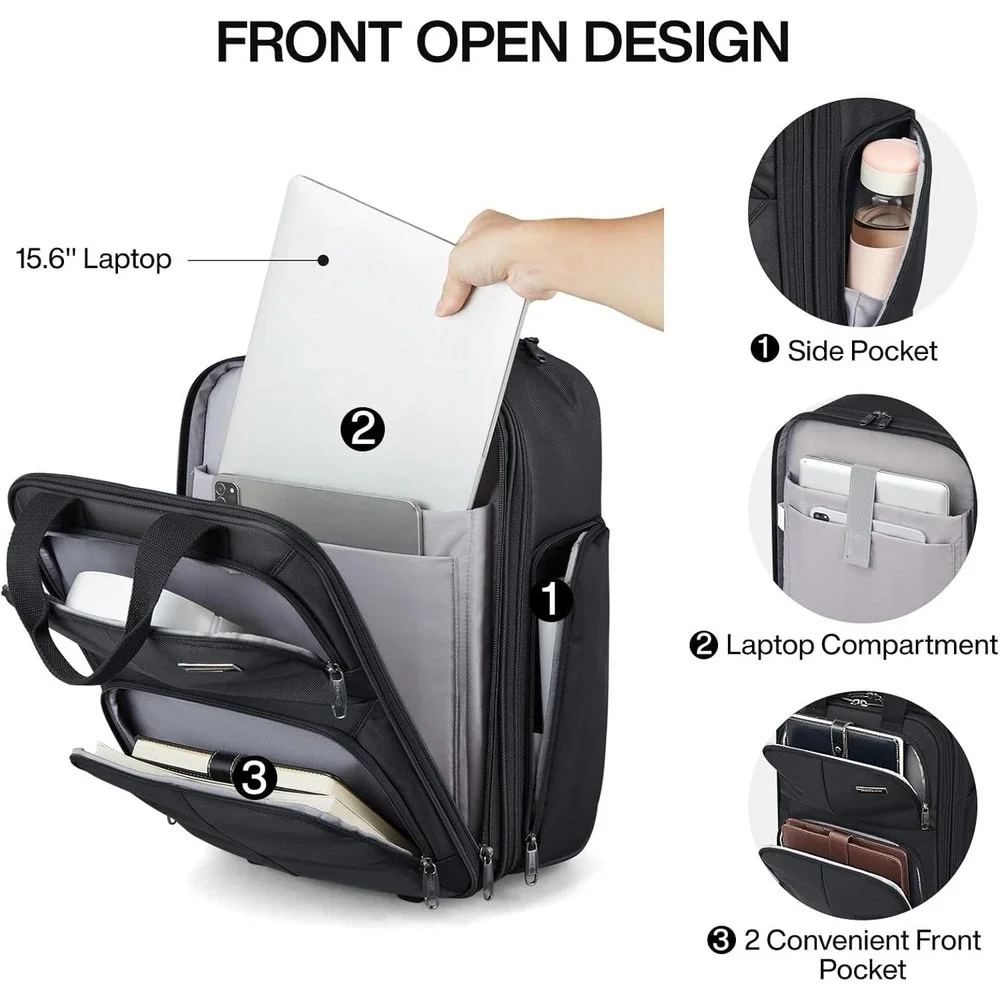 Hanke 16 Inch Under Seat Rolling Carry On Bag Airline Approved Black